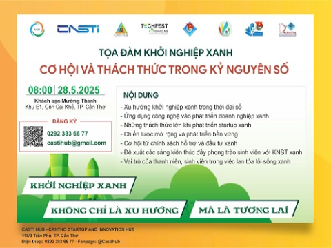 SẮP DIỄN RA: TỌA ĐÀM KHỞI NGHIỆP XANH: CƠ HỘI VÀ THÁCH THỨC TRONG KỶ NGUYÊN SỐ