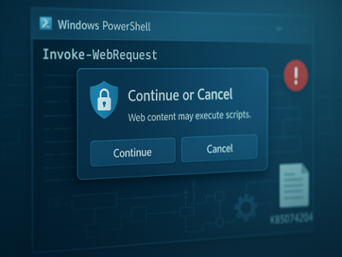 Windows PowerShell hiện thông tin cảnh báo khi chạy tập lệnh Invoke-WebRequest