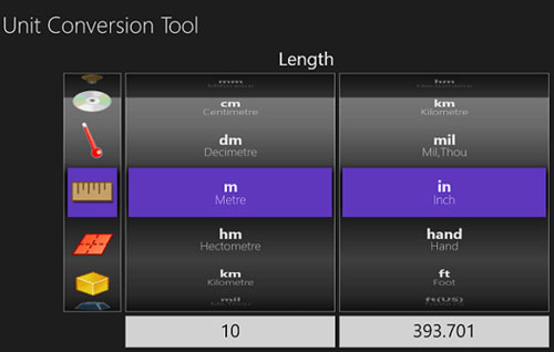 Phần mềm Unit Conversion 10 phần mềm hay cho Windows 8