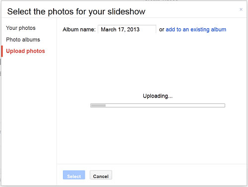 Tạo slideshow bằng YouTube