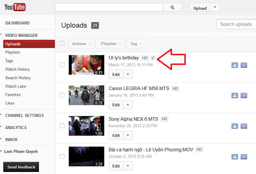 Tạo slideshow bằng YouTube