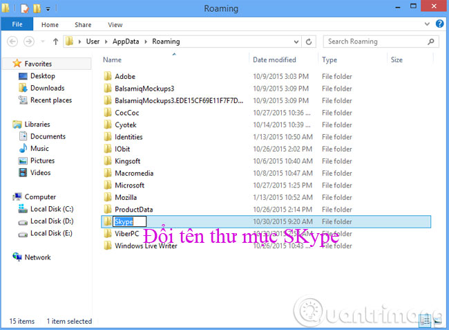 Description: Đổi tên thư mục Skype