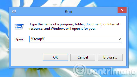 Description: Nhập %temp% vào Run