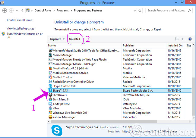 Description: Gỡ ứng dụng Skype