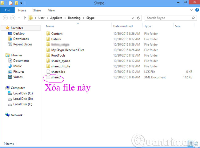 Description: Xóa file Shared