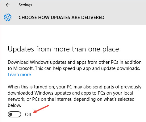 chuyển đổi tính năng Windows Delivery Optimization sang OFF