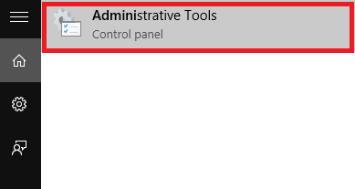 Mở Administrative tools