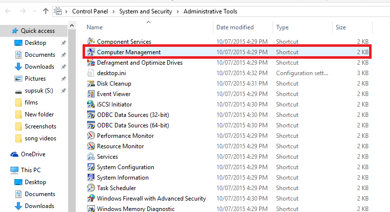 kích đúp chuột vào tùy chọn có tên là Computer Management