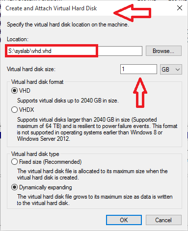 tìm đường dẫn mà bạn muốn lưu file VHD