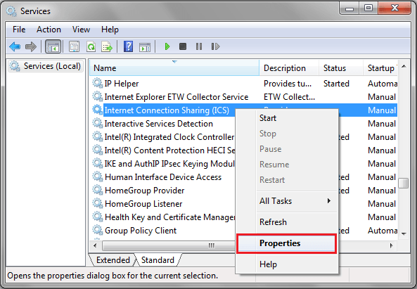 tìm tùy chọn có tên Internet Connection Sharing (ICS)