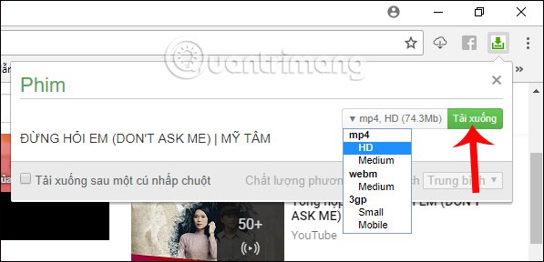 Tải video trên Youtube Google Chrome