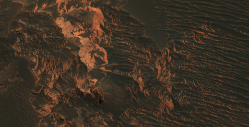 Lớp phủ khoáng sản ở trung tâm Candor Chasma.